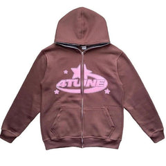 Star Printed Zip Up Hoodies - Fun Stuff Gift Shop