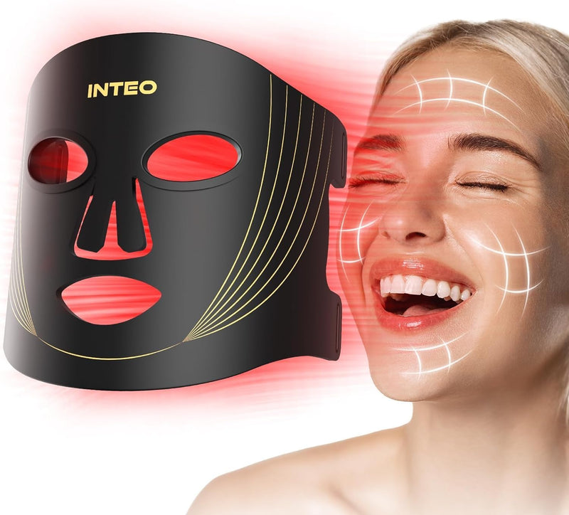 LED Red Light Therapy Face Mask – 4-Color, 180 Beads, Remote & Timer