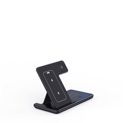 3-in-1 Foldable Wireless Charging Station – Fast LED Charger Stand for Phone, Watch & Earbuds (Qi-Certified, Type-C) - Fun Stuff Gift Shop
