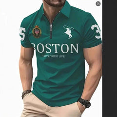 Men's 3D Digital Print Zip-Up Polo Shirt - Fun Stuff Gift Shop