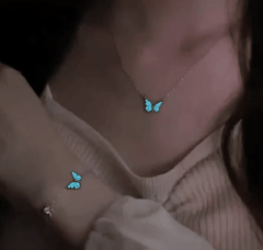 Blue Luminous Butterfly Necklace – Glow-in-the-Dark Smart Pendant Jewelry for Women (Titanium Steel Chain) - Fun Stuff Gift Shop