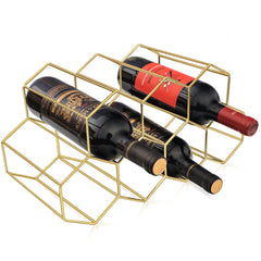 Countertop Wine Rack | Gold Honeycomb Metal Holder for Small Spaces - Fun Stuff Gift Shop