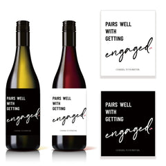 "Pairs Well With Engaged" Wine Bottle Labels | 4-Pack Engagement Party Stickers - Fun Stuff Gift Shop