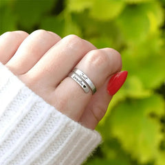 Silver Spiral Heart Ring – “Just Breathe” Stainless Steel Inspirational Love Ring (Adjustable, Tarnish-Resistant Jewelry)