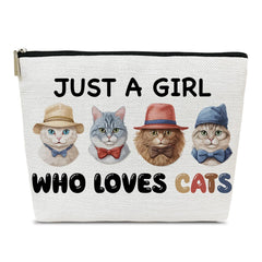 Cat Lover Gift Travel Cosmetic Bag Cat Mother Gift Makeup Bag Animal Lovers Gift Cat Themed Gift Cat Mom Mothers Day Gift Cat Mom Stuff Cat Purse Cat Gifts for Girl Just A Girl Who Loves Cat - Fun Stuff Gift Shop