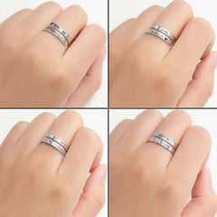 Retro Double Layer Stainless Steel Ring – Unisex Adjustable Open Band Ring with English Letter Design - Fun Stuff Gift Shop