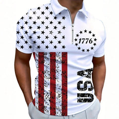Men's 3D Digital Print Zip-Up Polo Shirt - Fun Stuff Gift Shop
