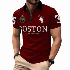 Men's 3D Digital Print Zip-Up Polo Shirt - Fun Stuff Gift Shop