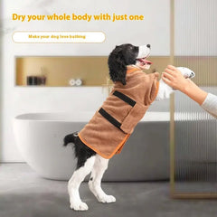 Pet Bath Robe Towel for Dogs & Cats | Quick-Dry Microfiber Wrap in 6 Colors & 5 Sizes - Fun Stuff Gift Shop