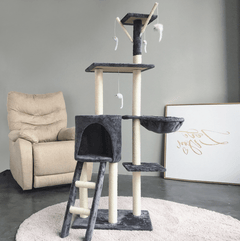 5-Tier Sisal Cat Tree with Scratching Posts & Plush Platforms | Medium Cat Tower - Fun Stuff Gift Shop