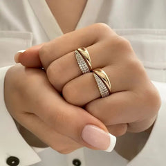 Elegant Adjustable Sparkle Ring – Luxury Multi-Row Crystal Statement Band for Women