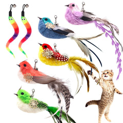 Cat Feather Toys Replacement Cat Toy Wand Refills Flying Bird Cat Toy Interactive Cat Toys for Indoor Cats Cat Wand Attachments (7 Pack) - Fun Stuff Gift Shop