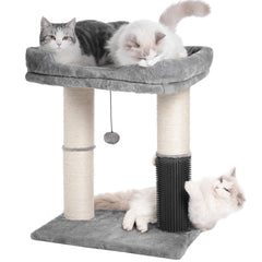 4-in-1 Cat Tree with Large Bed, Self-Groomer & Scratching Posts | Large Cats - Fun Stuff Gift Shop