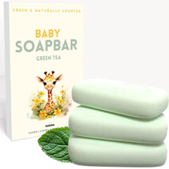KELEBS Organic Baby Soap Bar – Hypoallergenic Green Tea Formula for Sensitive Skin (3-Pack) - Fun Stuff Gift Shop