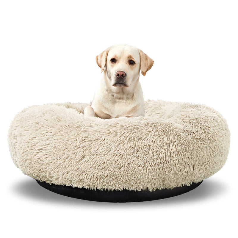 Round Donut Dog Bed | Washable Calming Cuddler Bed for Medium Dogs | 30