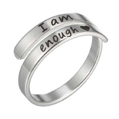 Retro Double Layer Stainless Steel Ring – Unisex Adjustable Open Band Ring with English Letter Design - Fun Stuff Gift Shop