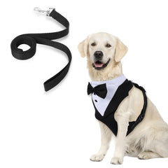 Dog Tuxedo Suit & Harness | No-Pull Wedding Outfit with Bow Tie & Leash for Small-Medium Dogs - Fun Stuff Gift Shop