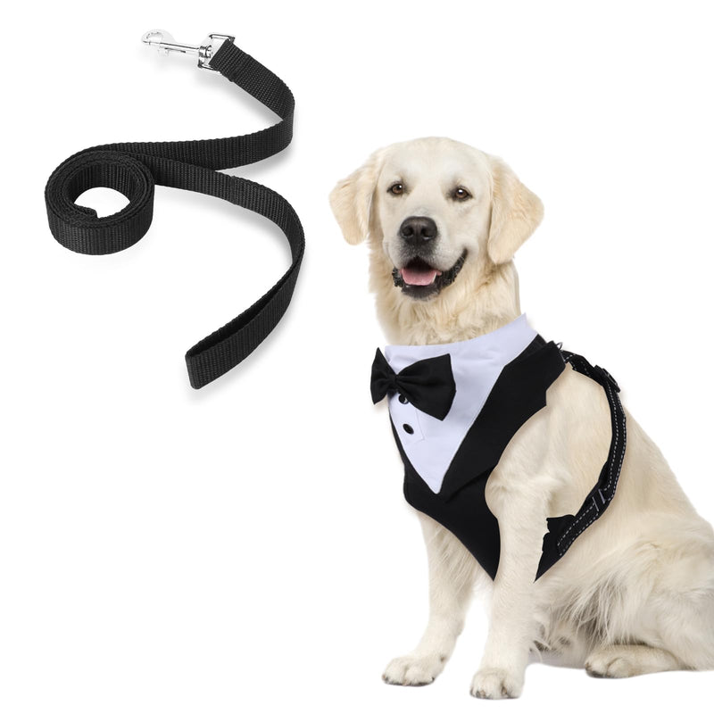 Dog Tuxedo Suit & Harness | No-Pull Wedding Outfit with Bow Tie & Leash for Small-Medium Dogs - Fun Stuff Gift Shop