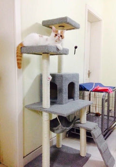Cat Tree with Scratching Post & Climbing Frame | Multi-Color Cat Tower - Fun Stuff Gift Shop