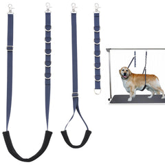 Dog Grooming Belly Straps Set | Padded Support with 6 D-Ring Extensions | Dark Blue - Fun Stuff Gift Shop
