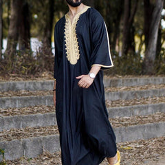 Stylish Men's Black Long Shirt Muslim Robe - Fun Stuff Gift Shop
