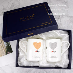 Couple’s Ceramic Mug Set – Cute Matching Coffee Cups with Personalized Designs (Gift for Couples)