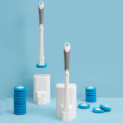 Disposable Toilet Brush with Replaceable Heads – Hygienic One-Click Bathroom Cleaning System (Ergonomic Handle & Storage Base)