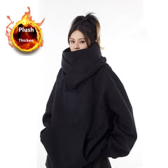 Loose High Collar Fleece Lined Hoodie - Fun Stuff Gift Shop