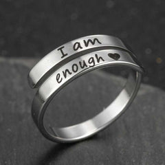Retro Double Layer Stainless Steel Ring – Unisex Adjustable Open Band Ring with English Letter Design - Fun Stuff Gift Shop