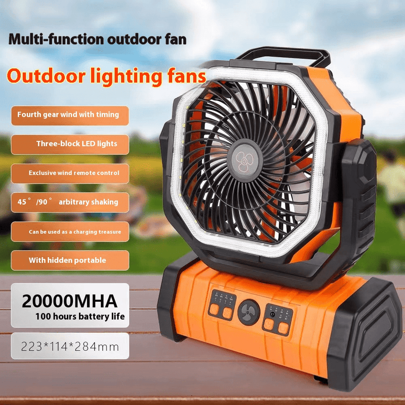 3-in-1 Camping Fan with LED Light & Power Bank – Portable Rechargeable Outdoor Fan (10,000mAh / 20,000mAh, Quiet, Adjustable) - Fun Stuff Gift Shop