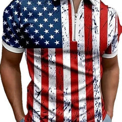 Men's 3D Digital Print Zip-Up Polo Shirt - Fun Stuff Gift Shop