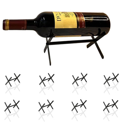 8-Pack Black Metal Countertop Wine Rack | Individual Bottle Holders for Home & Bar - Fun Stuff Gift Shop