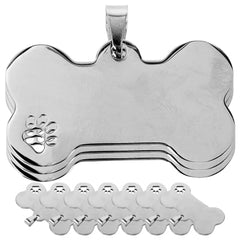 Blank Bone Shape Dog ID Tags | Metal Name Tags for Engraving | 10-Pack - Fun Stuff Gift Shop