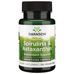 Swanson Organic Spirulina & Astaxanthin – 120 Veg Tablets | Vegan Superfood - Fun Stuff Gift Shop
