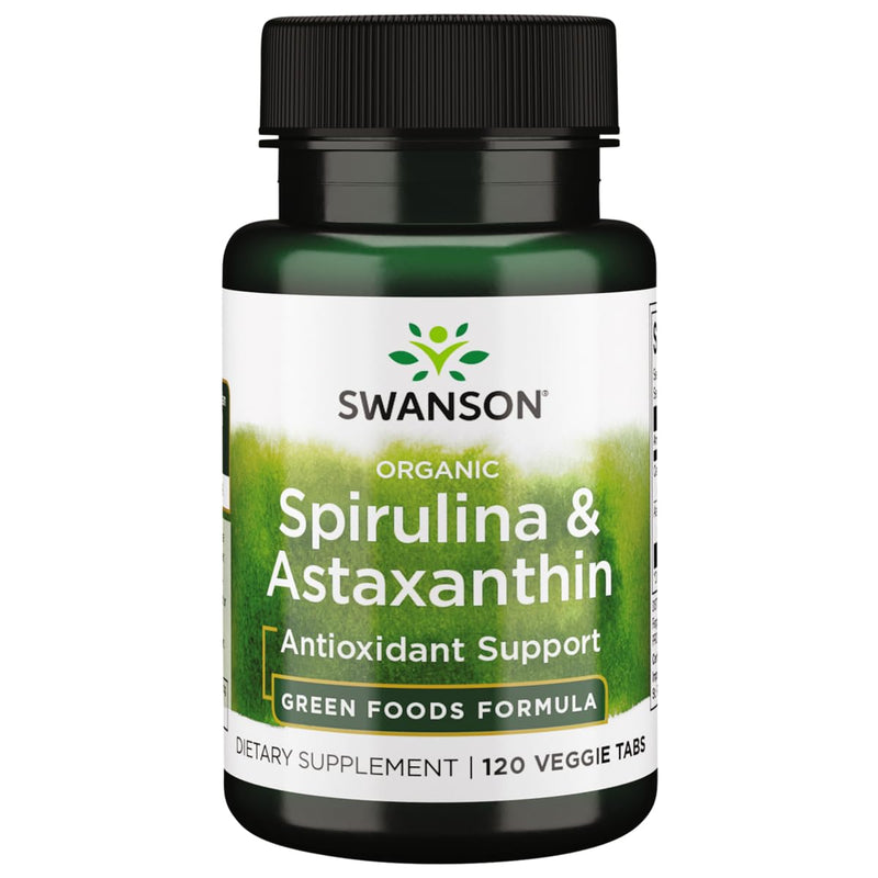 Swanson Organic Spirulina & Astaxanthin – 120 Veg Tablets | Vegan Superfood - Fun Stuff Gift Shop