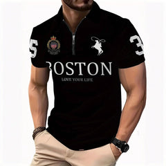 Men's 3D Digital Print Zip-Up Polo Shirt - Fun Stuff Gift Shop
