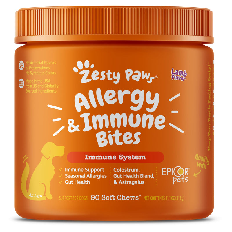 Dog Allergy Relief Chews | Zesty Paws Immune & Itch Support with Probiotics | Lamb 90ct - Fun Stuff Gift Shop