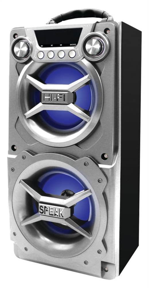 Portable Speaker with Bluetooth Connect to iPhone iPad or Android Double Subwoofer Heavy Bass Perfect for Events Silver - Fun Stuff Gift Shop
