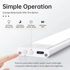 LED Motion Sensor Under Cabinet Light – USB Wireless, 3-Color, Kitchen & Wardrobe Lighting - LED Lighting - Fun Stuff Gift Shop