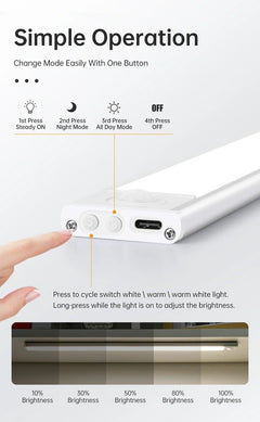 LED Motion Sensor Under Cabinet Light – USB Wireless, 3-Color, Kitchen & Wardrobe Lighting - LED Lighting - Fun Stuff Gift Shop
