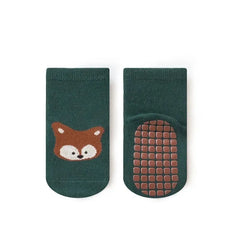 Kids Non-Slip Socks – 6 Pairs Cartoon Fox & Bear (Toddler & Baby)