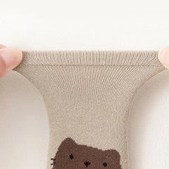 Kids Non-Slip Socks – 6 Pairs Cartoon Fox & Bear (Toddler & Baby)