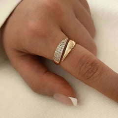 Elegant Adjustable Sparkle Ring – Luxury Multi-Row Crystal Statement Band for Women