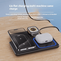 3-in-1 Foldable Wireless Charging Station – Fast LED Charger Stand for Phone, Watch & Earbuds (Qi-Certified, Type-C) - Fun Stuff Gift Shop