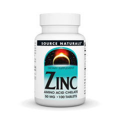 Source Naturals Zinc Amino Acid Chelate 50mg – 100 Tablets | Immune & Enzyme Support - Fun Stuff Gift Shop