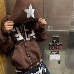 Star Printed Zip Up Hoodies - Fun Stuff Gift Shop