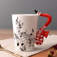 Guitar-Shaped Ceramic Coffee Mug – Musical Note Cup for Coffee, Tea & Gifts (250ml, 24 Colors) - Mugs & Drinkware - Fun Stuff Gift Shop