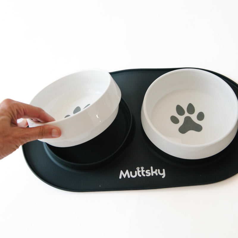 Non-Slip Ceramic Dog Bowls | 26oz with Washable Mat | Small & Large Dogs - Fun Stuff Gift Shop