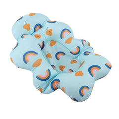 Foldable Baby Bath Seat & Support Mat – Soft Cushion with Safety Belts for Newborns 0–12 Months (Blue Rainbow) - Fun Stuff Gift Shop