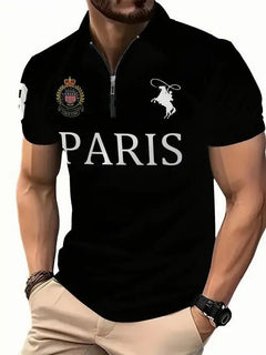 Men's 3D Digital Print Zip-Up Polo Shirt - Fun Stuff Gift Shop